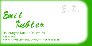emil kubler business card