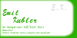 emil kubler business card